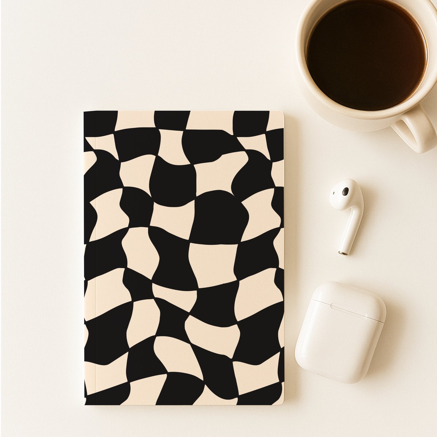 A5 Notebook with Pocket Diary Combo - Wavy Black
