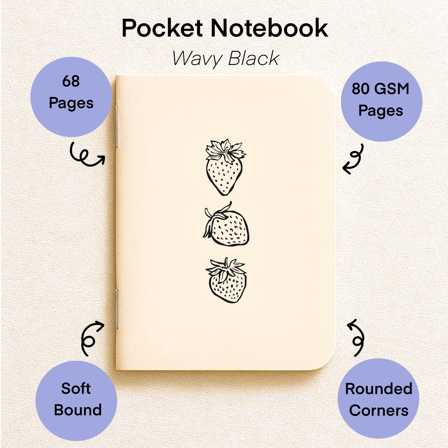 A5 Notebook with Pocket Diary Combo - Wavy Black